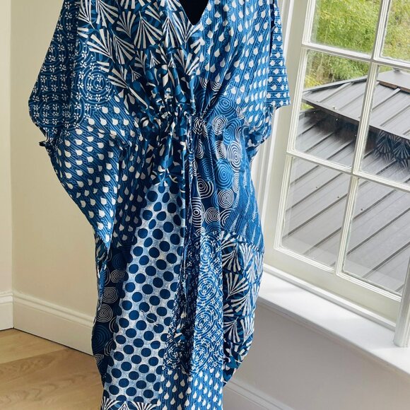 BRAND NEW Women Indian Handmade Cotton Kaftan Dress Hand Block Print Caftan Gown - Picture 5 of 7